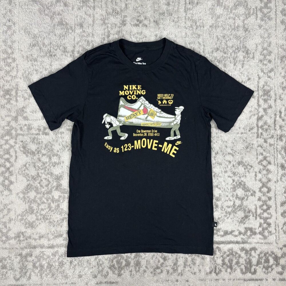 Nike Moving Co T Shirt Short Sleeve Black Logo Sneaker Company Size Small